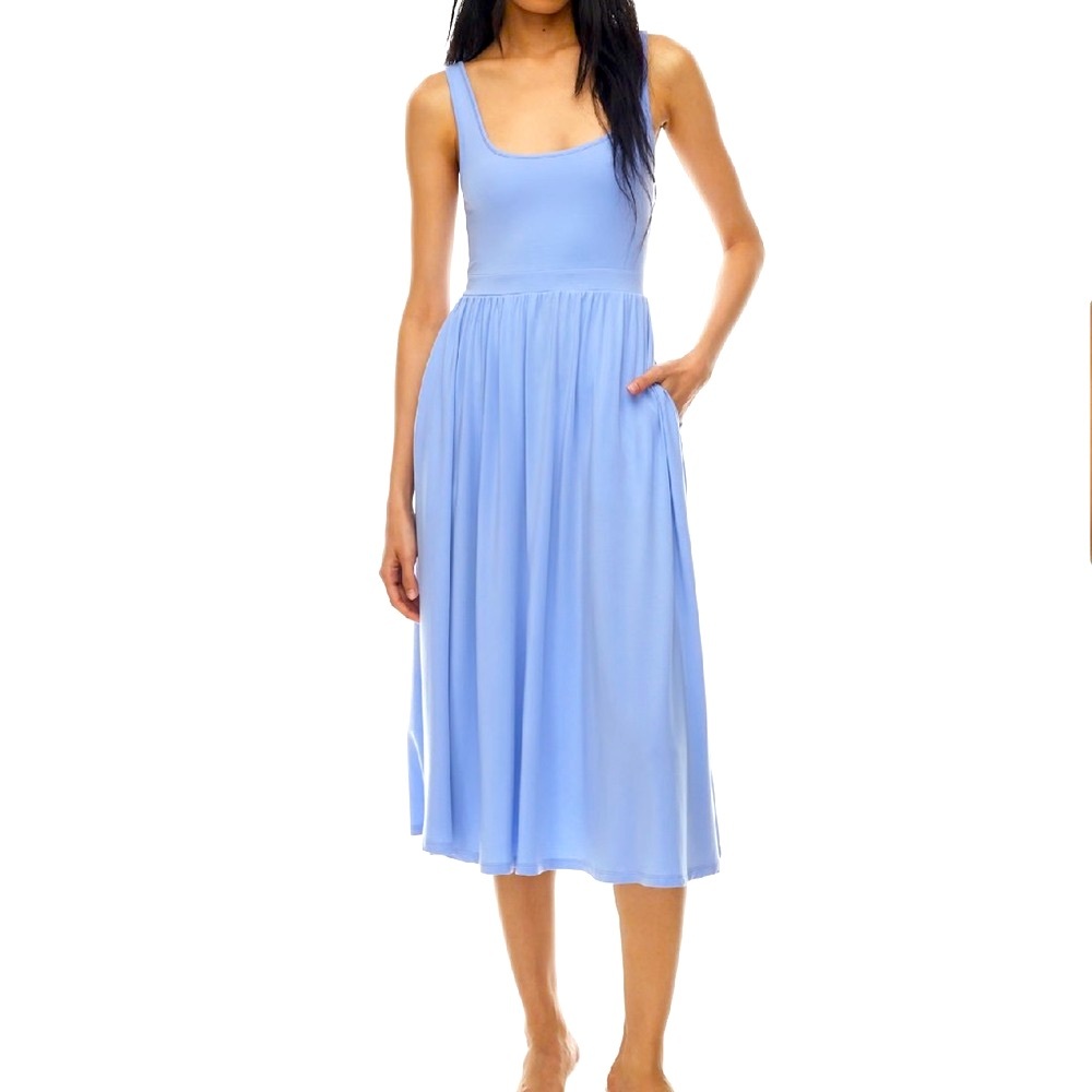 Wilfred Blue Sleeveless Market Scoop Neck Sundress